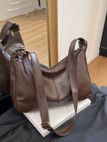 Túi đeo chéo cỡ lớn kiểu cổ điển, mẫu mới về, túi xách đeo vai cao cấp dành cho nữ, lý tưởng cho việc đi làm. - Cà phê - Xem 8