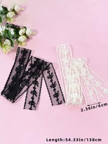 2件装女士纯色优雅透气轻盈花卉刺绣蕾丝发带蝴蝶结发箍，百搭配饰，适合任何服装，夏季发饰沙滩夹度假发夹 - 彩色 - 查看 4