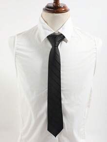 1条男士经典黑色同色条纹领带 - 黑色 - 查看 5