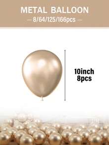 这款香槟金色金属气球拱门活动套装包含 18/12/10/5 英寸香槟金色金属气球，共计 8/64/125/166 个，适用于生日主题/婴儿派对/婚礼/新娘派对/周年纪念/毕业季（含丝带和打结器）。 - 查看 12