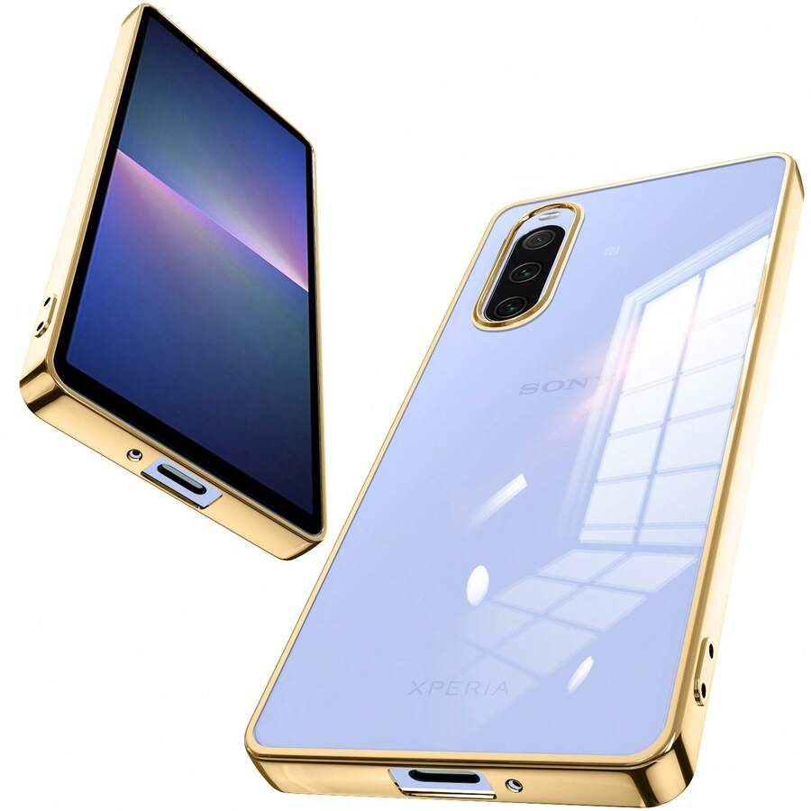 【人気のあるもの】Xperia 10 V ケース クリア スマホケース 透明 薄型 ソフト TPU 耐衝撃 メッキ加工 ストラップホール付き 軽量 - ゴールド - チェックする 1