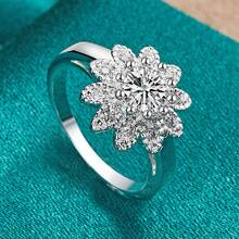 Nhẫn bạc 925 mạ hình hoa hướng dương đính đá Zirconia, size 7-10, dành cho nữ, thích hợp cho đám cưới, tiệc tùng. - Bạc - Xem 5