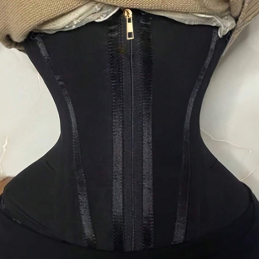 Women's High Compression Steel Boned Waist Trainer Belt With Adjustable Hooks And Zipper, Nylon 82% Spandex 18% Fabric, Hand Washable Tummy Control Shapewear, Waist Trainer Tummy Control ISRJ - 杏色 - 查看 1