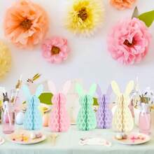 Set de 5 piezas de centro de mesa de panal de conejo de Pascua DIY, adecuado para la decoración de Pascua primaveral - Ver 2