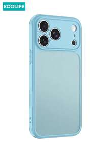 Koolife 1pc Matte Skin-Friendly Phone Case, PC+TPU, Precise Cutout Protection, Minimalist Fashion, Shockproof Anti-Fall Protective Cover, Compatible With Apple 13/13pro/13promax/14/14plus/14pro/14promax/15/15pro/15plus/15promax/16/16pro/16plus/16promax/17/17 Air/17pro/17 Promax - Blue - View 2