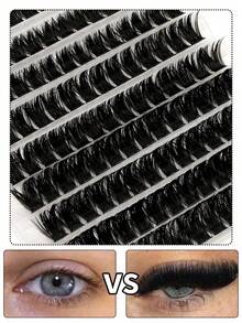 140片D型卷翘混合长度8-16毫米蓬松轻盈假睫毛，自然睫毛嫁接，可重复使用睫毛簇 - 查看 4