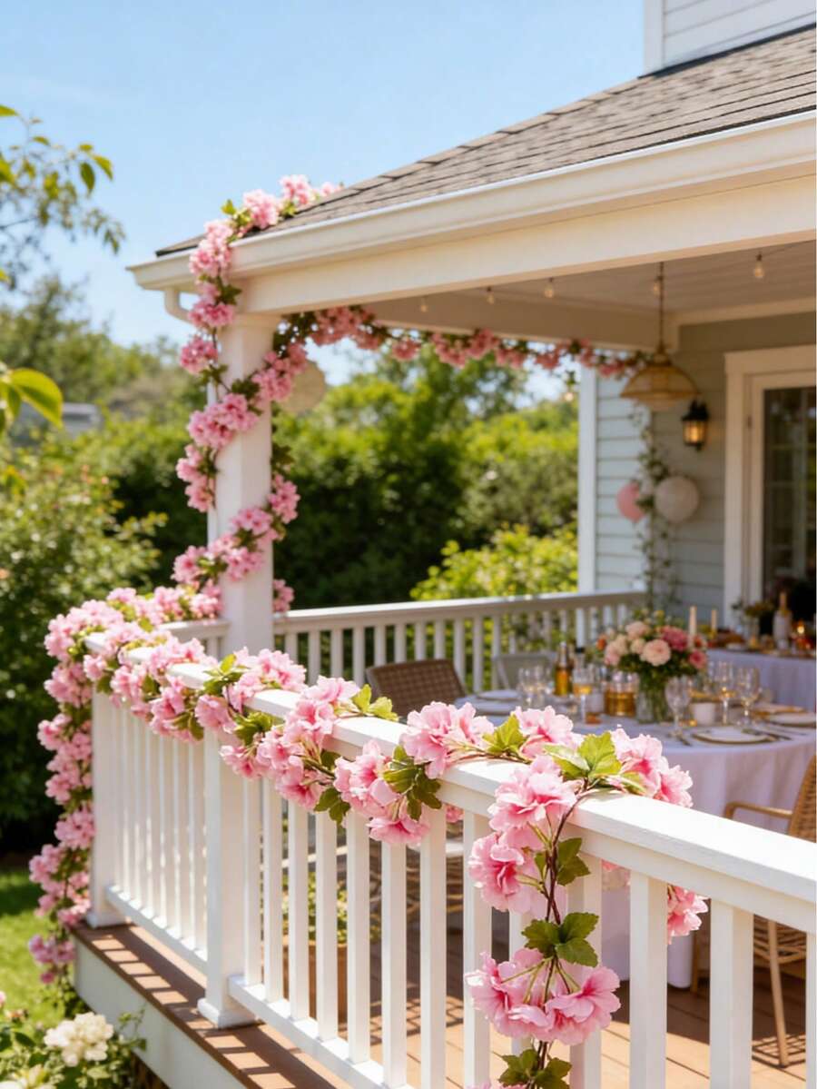 1 Bó hoa giả bằng lụa - giả mây, thích hợp trang trí nhà cửa, phòng ăn, phòng khách, sân vườn ngoài trời, dùng để trang trí đám cưới, vườn gia đình và các bữa tiệc, hoa giả, hoa cưới, bó hoa cô dâu, đồ dùng đám cưới, trang trí đám cưới, hoa trang trí, trang trí mùa xuân - Màu Hồng Tươi - Xem 1