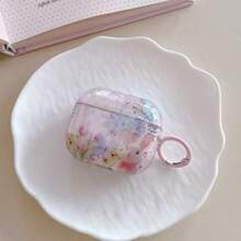 Minimalist Cute Cartoon 3D Flower & Rabbit Pattern Glossy Earphone Protective Case, Suitable For AirPods 1 2 3 4 Pro Pro2 Pro3 Bluetooth Earphones - Multicolor - View 6