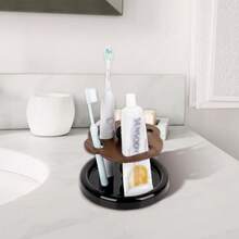 Wooden Cat Paw Toothbrush Holder - 5-Slot DIY Electric Toothbrush Stand And Makeup Brush Organizer - Walnut Finish Decorative Vanity Caddy Brown - màu nâu - Xem 7