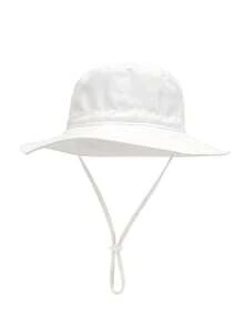 1 Stück Kinder Sonnenhut Einfarbig und Kinnriemen, Sommer Strand Sonnenhut mit breiter Krempe, verstellbar, UV-Schutz Sommerhut für Mädchen - einfarbiger Fischerhut - Übersicht 9