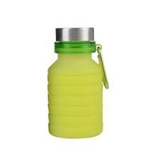 Collapsible Silicone Sports Water Bottle 550ml Large Capacity Leakproof Reusable Portable Foldable Water Cup With Carabiner For Outdoor Camping Hiking Gym Travel Daily Use - màu xanh lá - Xem 6