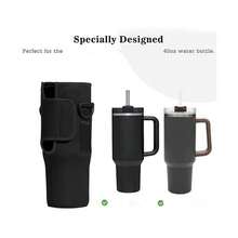 1pc 40oz Adjustable Strap Portable Water Bottle Sleeve, Solid Color Waterproof Heart-Shaped Valentine's Day Water Bottle Accessory, Suitable For Hiking, Camping, Business Travel, Compatible With Stanley - Multicolor - View 6