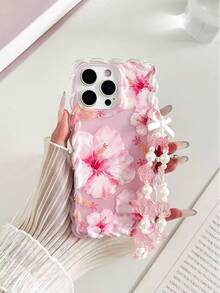 花卉图案彩绘编织透明防震加厚手机壳，适用于 17/17 Pro/17 Pro Max/16/14、糖果色 15、XS、7/8 Plus、XR、7/8、SE2、印花 15 Pro Max、14、13、12、11，柔软全包覆彩绘防震创意手机壳 - 彩色 - 查看 4