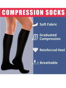 1/3/6 Pairs Unisex Copper Fiber Compression Socks, 15/20mmHg High Tube, Suitable For Pregnant Women, Nurses, Maternity Sports Shoes, Outdoor Sports Fitness, Y2K Comfortable Socks - Multicolor - View 4