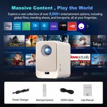 AOC Proyector 1080P Full HD Totalmente Sellado, Native 1080p y soporte 4K, 9000 Lúmenes, Auto Focus, Android 12.0, WiFi6 y BT 5.0, Pantalla 250", Entradas para Teléfono/PC/HDMI/USB, Portátil para Uso Doméstico y al Aire Libre - Champán - Ver 9