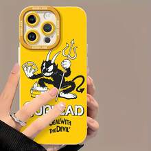 Personaje diablo negro en  amarillo.funda de teléfono Fundas compatibles con ,Apple,VIVO,OPPO,,, y Honor.Fabricadas en silicona TPU,ofrecen protección contra golpes y caídas. - Blanco - Ver 2