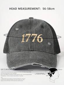 1顶男女通用刺绣1776美国建国250周年纪念做旧网眼棒球帽，户外休闲通勤简约Y2K风格遮阳帽 - 棒球帽 - 查看 7