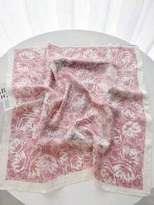 1pc Handkerchief Plain Neck Scarf Colorful Graffiti Print Women Small Shawls Wraps Bandana Scarfs 70x70CM Square Headband Hijab Scarves - 粉紅色花朵 1 - 查看 4