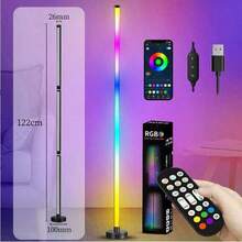 49 Inch RGB LED Corner Floor Lamp, USB Powered, App & Remote Control, Color Changing Ambient Light, Modern Standing Lamp For Living Room, Bedroom, Gaming Room & Christmas Decor - Nhiều màu - Xem 2