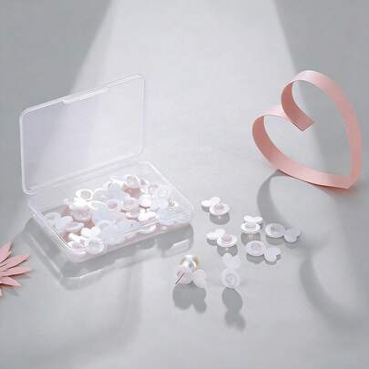 32pcs/Box White Heart Shaped Silicone Ear Plugs, Hypoallergenic & Adjustable, Suitable For Preventing Ear Lobe Damage, DIY Earring Backs And Heavy Earrings, 4pcs/Bag Optional