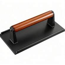 Pre-Seasoned Heavy Cast Iron Burger And Bacon Press Set With Heat-Resistant Wooden Handle - For Smashing Burgers, Bacon, And Griddle Cooking - Black - View 1