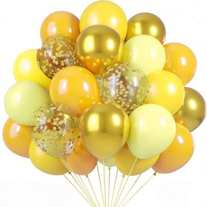 Latex Balloon Set (54pcs/25pcs Per Set) In 10-Inch/12-Inch Sizes, Available In Metallic Gold, Yellow, Macaron Yellow And Mustard Yellow. Ideal For Engagement Decorations, Birthdays, Anniversaries, Proposals, Balloon Garlands, Wedding Decorations, Bachelor Parties