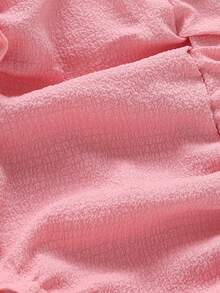 5pcs/Set Baby Girls' Solid Color Ruffle Hem Casual Cute Bloomers Shorts Set, Summer - Multicolor - View 4