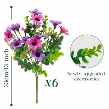 ArtiEleg 1/2/4 Bunches Artificial Gerbera Daisy Flowers, Realistic Purple And Pink Gerbera Daisies - High Quality Faux Flowers, Suitable For Apartment Decor, Rental Home Vases, Living Room Tabletop, Office And Outdoor Patio Spring Decoration - Purple - View 16