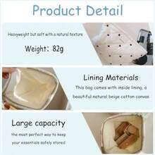 uekeboag - Bolsa de maquillaje acolchada de algodón color blanco coquette acolchado para mujeres y niñas bolsa organizadora de coquetas florales bolsas de cosméticos de viaje 2 conchas blancas - 2 conchas blancas - Ver 3