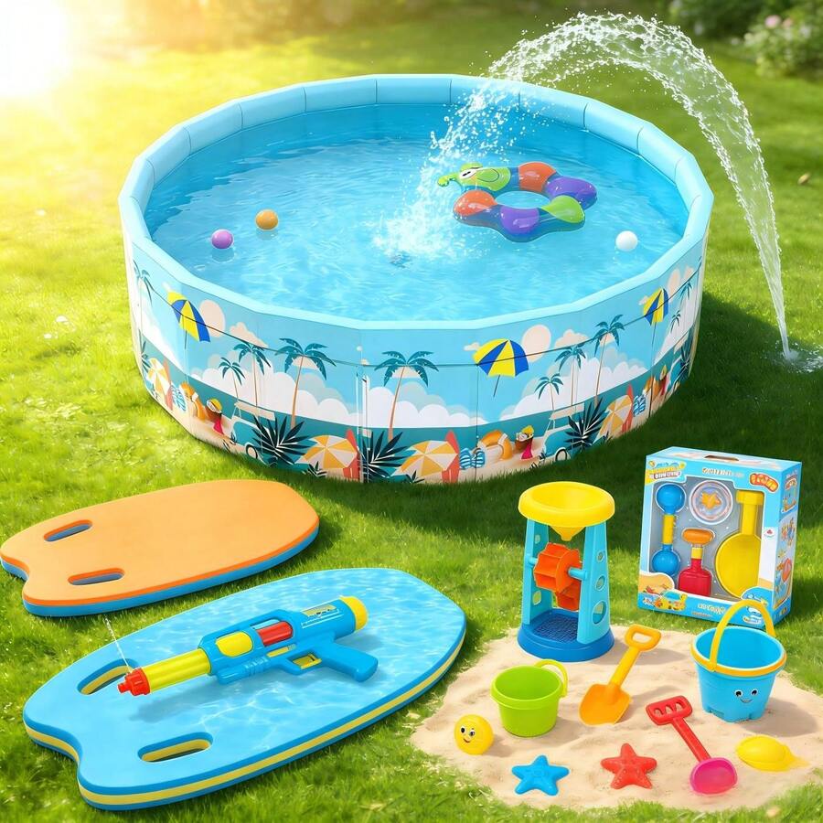 Foldable Non-Inflatable Outdoor Swimming Pool, Convenient For Storage, Easy To Set Up Outdoor Pool For Summer, Suitable For Water Parties, Backyard/Garden/Lawn Summer Leisure Activities - A - View 1