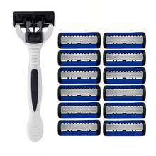 六层手动剃须刀，男女通用，不锈钢可更换六层刀片剃须工具 - 多色 - 查看 10