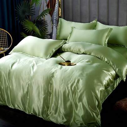 3pcs/Set Bedding Set, Suitable For All Seasons, Oversized Soft Velvet Duvet Cover, Pink Satin Duvet Cover With Pillowcase