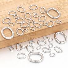 100pcs/Pack Stainless Steel Single Loop Oval Rings, Closed Loop Rings For Necklace Jewelry Making, Minimalist Fashion Hypoallergenic Findings For DIY - Egg-shaped Ring - View 6
