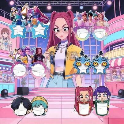 6pcs/Set K-Pop Party Decorative Glasses Frames, Random Styles Shipped, Fun Props For Birthday Celebration