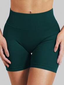3 piezas Pantalones cortos deportivos de cintura alta delgada que levantan, de secado rápido para mujer, shorts de yoga negros, shorts de fitness, shorts para correr, shorts deportivos con forma de corazón que levantan el trasero, shorts moldeadores abdominales - Multicolor - Ver 3