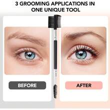 3 Head Eyebrow Eyelash Shaper Eyelash Comb Double Head Brush Makeup Grooming Tool Cosmetic With 3 Different Spoolie Brushes For Separating Lashes, Eliminating Mascara Clumps, Grooming And Shaping Brow - EC-01 - Xem 2