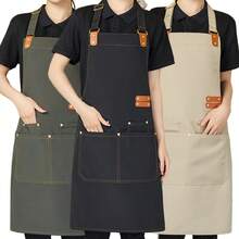 Canvas Waterproof Apron, Suitable For Kitchen, Catering, Restaurant, Home, Baking, Cooking, Minimalist And Fashionable - Multicolor - View 1