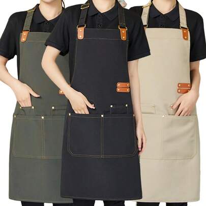 مئزر مقاوم للماء من القماش، مناسب للمطبخ والتموين والمطاعم والمنزل والخبز والطهي، بتصميم بسيط وأنيق