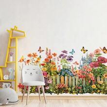 Colorful Wild Flower & Butterfly Decorative Sticker Set, Waterproof Self-Adhesive Wall Decals For Bathroom, Home Decor, Kids Room, Living Room, Art - T3347 - View 4