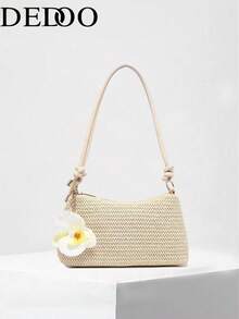 Dedoo 2026 Nuova borsa a tracolla intrecciata in stile coreano per donna, borsa di paglia retrò, borsa a mano portatile - Beige - Visualizzare 10