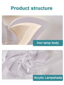 现代花朵吊扇带灯，嵌入式LED灯，可调光吊扇，适用于卧室客厅 - 均碼 - 查看 6
