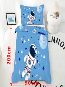 2 Stücke Baby Bettwäsche Set Cartoon Astronaut Bettdecke (Ganzjahreskollektion) Doppelseitige Bettdecke für Baby Kinder Maschinenwaschbar Geeignet für Neugeborenen Betten Kinderbett Perfekt als Geschenk zu Feiertagen (1 einseitig bedruckter Kissenbezug + 1 doppelseitig bedruckter Bettdeckenbezug, ohne Füllmaterial) Der Kissenbezug ist einseitig Muster und misst 40x60cm 100% Polyester - Verschiedenfarbig - Übersicht 4