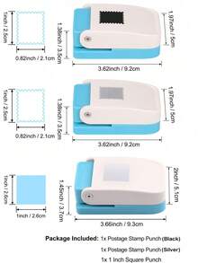 3pcs Rectangular/Square Stamp Perforator, With Serrated Edge Rectangular Manual Perforator Suitable For Paper Art, Scrapbooking, DIY Card Making, Handicraft Making - 3-piece Pack - View 11