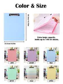 1 pieza Portapapeles personalizado + Caja de almacenamiento 2 en 1, Caja de almacenamiento de material de estudio - Organización poderosa, Categorización de libros, Suministros de escritorio, Esencial para volver a la escuela, Caja de almacenamiento de plástico resistente al agua, Portapapeles para dibujo, Caja de almacenamiento de obras de arte, Caja de almacenamiento de archivos, Tablero de carpetas de archivos - Multicolor - View 5