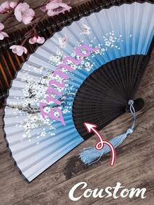 Unisex Personalized Customized New Fashion Folding Fans, Dance Props, Summer Fans, Bridesmaid Fans Wedding Dresses, Wedding Gifts, Travel Fans - Multicolor - View 2