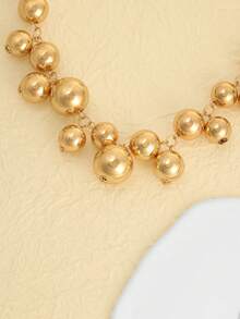 1件欧美金属几何合金球形项链，夸张优雅锁骨链，女士款 - 金色 - 查看 4