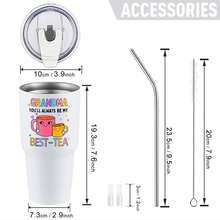 30oz Stainless Steel Tumbler Black White Options,  Grandma Youll Always Be My Best Tea Graphic Cups, Insulated Travel Coffee Mug With Lid And Straw , Double Wall Vacuum Reusable Travel Cups,  Funny Birthday Party Gift For Men - 白色 - 查看 3