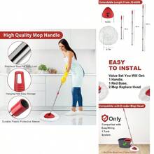 2 Spin Mop Head Replacement, 1 Base, 1 Mop Handle (30-58in) Combo Mops Set Compatible With OCedar EasyWring RinseClean Microfiber Mops (White (1-Tank System)) - White (1-tank System) - View 1