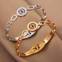 Vòng tay bằng thép không gỉ mạ vàng 18K sang trọng, thanh lịch dành cho nữ, trang sức cổ điển, quà tặng cho mẹ dịp Giáng sinh, Lễ Tạ ơn, Halloween, đám cưới, tiệc tùng/dạ hội/phụ kiện hàng ngày, quà tặng kỷ niệm, Ngày Valentine, trang sức phong cách Boho, quà sinh nhật, quà tặng cho phù dâu. - vòng đeo tay - Xem 1