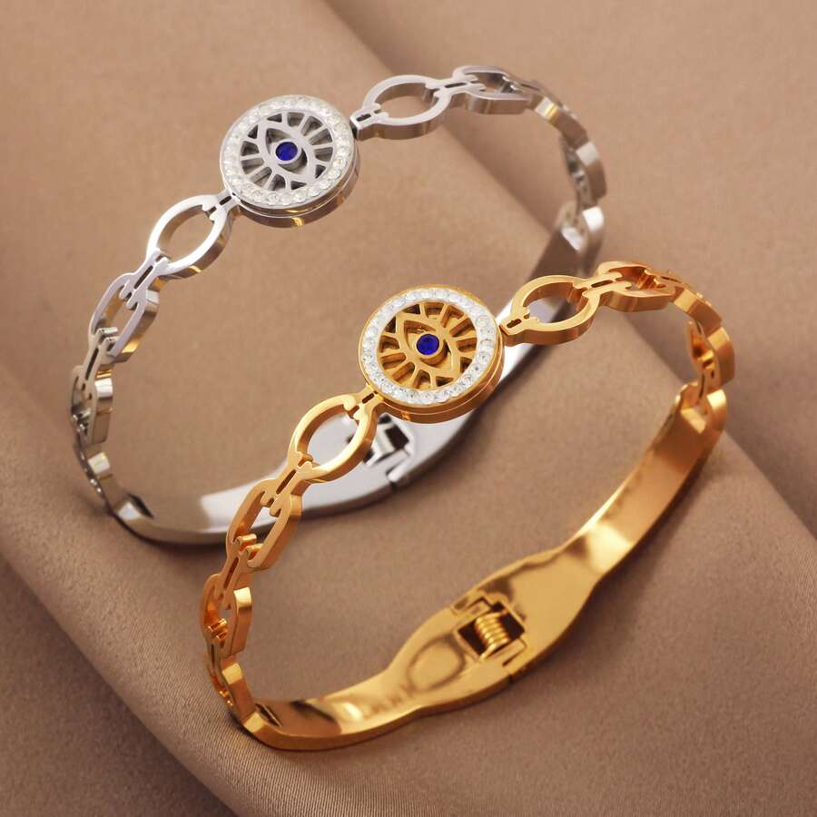 Vòng tay bằng thép không gỉ mạ vàng 18K sang trọng, thanh lịch dành cho nữ, trang sức cổ điển, quà tặng cho mẹ dịp Giáng sinh, Lễ Tạ ơn, Halloween, đám cưới, tiệc tùng/dạ hội/phụ kiện hàng ngày, quà tặng kỷ niệm, Ngày Valentine, trang sức phong cách Boho, quà sinh nhật, quà tặng cho phù dâu. - vòng đeo tay - Xem 1
